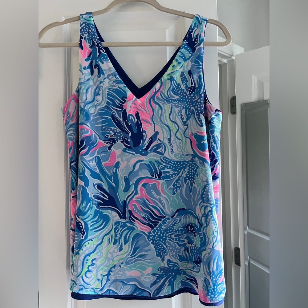 Lilly Pulitzer Blue and Pink Reversible Florin Tank Top